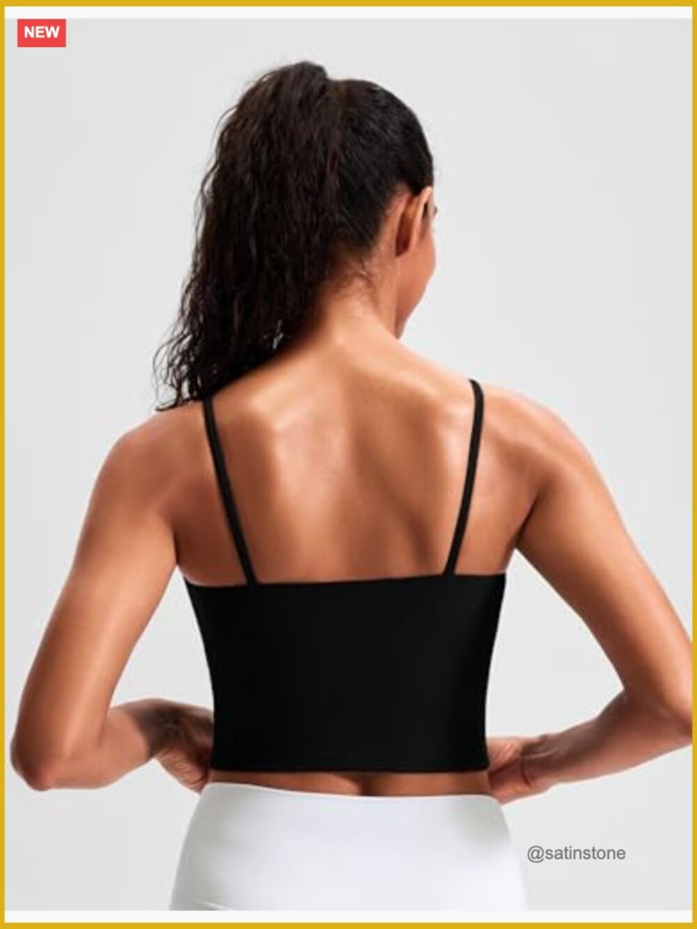 Smooth Scoop Neck Crop Tank Top Longline Workout Sports Bra Padded Yoga - Picture 3 of 7